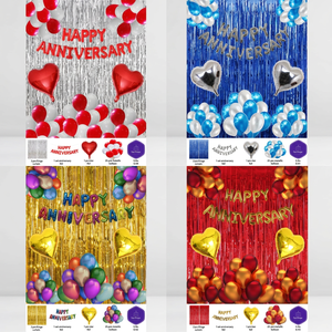 Decoración para Fiesta de Aniversario en Interiores, Cortina de Globos, Letras, Corazón, Pancarta de Papel de Aluminio para Fondo de Celebración de Bodas - Product Image 1