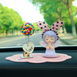 Ruijie Cartoon Doll Car Ornament With <b>Balloon</b> Love Sign <b>Decorative</b> Interior Accessory For Car Dashboard - Product Image 1