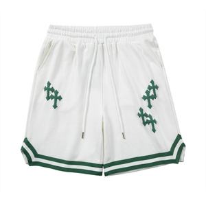 Shorts pour hommes en coton d'été de style hip-hop personnalisés en gros, imprimé court et bouffant, décoration en forme de V avec cordons, taille plus - Product Image 1