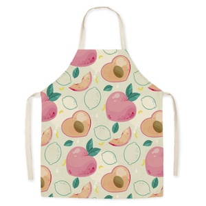 Cute Fruit Pattern Bib Apron Cotton Woven Machine Washable Daily Cooking Use Without Pockets - Product Image 6