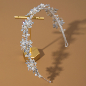 Bandeau de <span class=keywords><strong>cheveux</strong></span> de diamant de <span class=keywords><strong>fleur</strong></span> de Style japonais coréen fait à la main nouveau bandeau de <span class=keywords><strong>couronne</strong></span> de mariée de perle d'eau douce - Product Image 5