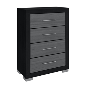 Commode Moderne en Bois Massif Durable Noire et Grise pour Chambre et Salon - Product Image 4
