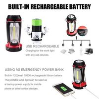 Lampes de camping portables LED 3 en 1, lanterne pliante, lampe de poche d'urgence, lampe de tente, camping pour les situations d'urgence, la randonnée, la survie