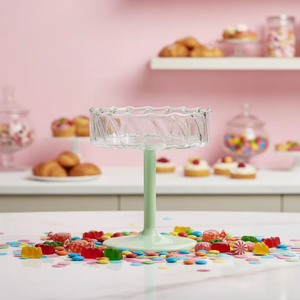 Verre à <span class=keywords><strong>champagne</strong></span> Aqua Jade en borosilicate soufflé à la main, verre coupe à rayures transparentes - Product Image 3