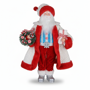 Peppermint Candy Ivory Coat Santa Claus Doll <b>Sweet</b> Shop Noel Figure for Bakery Window Xmas Decor - Product Image 2