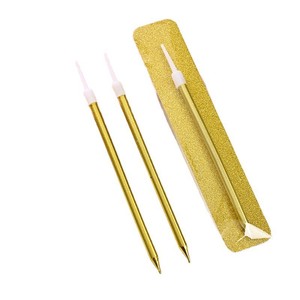 Bougie d'anniversaire longue dorée, cylindrique, en cire de soja mélangée, couleur unie, style crayon, pour la décoration de gâteaux - Product Image 3