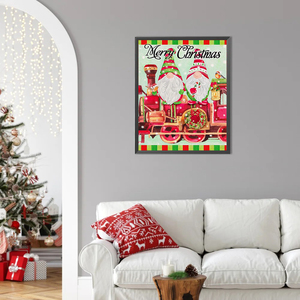 Giáng sinh bức tranh bằng số Kit màu vải phát sáng trong sơn dầu tối bởi số người lớn Gnome bức tranh bằng số tùy chỉnh lớn - Product Image 2