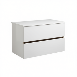 Meuble sous-vasque à 2 tiroirs 80 x 45 x 52 cm blanc brillant pour salle de bain - Product Image 3