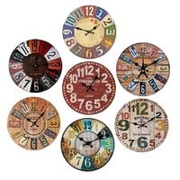 Reloj de Pared Decorativo de Madera Retro con Dibujos Personalizados, 12 Pulgadas, Sin Marco, para Sala de Estar, Movimiento Silencioso, DIY