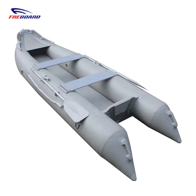 12 "Inflatable Kaboats Abu-abu Muda Keluarga Dayung Kayak Danau dan Sungai Memancing Perahu PVC/HYPALON Airmat Lantai Perahu Karet