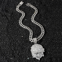 Pendentif Lettre Tête de Lion Cartoon en Alliage Or et Argent Bicolore, Bijou Hip Hop Bling Bling Iced Cuban Link Unisexe Anime pour Cadeau de Fête