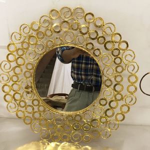 Decoración de Pared de Metal de Lujo Personalizable, Diseño Grande, Decoración de Hierro Forjado para el Hogar, Espejo Dorado, Precio de Fábrica - Product Image 3