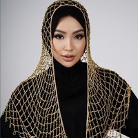 Voile de tête en maille scintillante fait main avec franges et perles, vente en gros