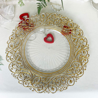 Décoration de mariage et fournitures : Nouvelle décoration de table – Assiettes rondes en plastique transparent de 13 pouces avec bordure baroque en relief