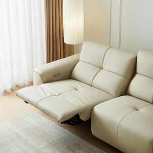 Juego de muebles de sala de estar de lujo moderno 3 2 1 Sofá reclinable eléctrico de cuero italiano real completo - Product Image 1
