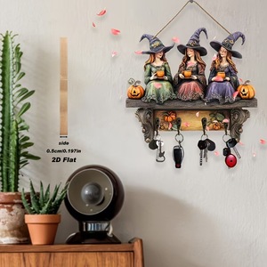 Décorations de fête d'Halloween, porte-clés sorcières, décoration murale, organisateur de clés plat 2D, crochets pour la maison, art mural gothique sorcellerie - Product Image 6
