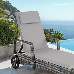Sillón de ratán de estilo europeo de alto nivel de apariencia ajustable con almohadas cómodas, adecuado para piscinas de jardín - Product Image 3