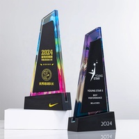 Nouveau trophée en verre gravé au laser, style personnalisé, couleur cristal marbré, logo gravé, souvenir en métal