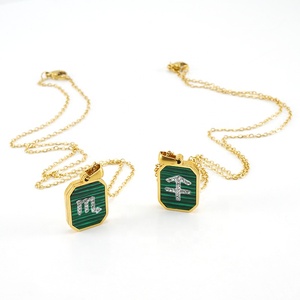 Gioielli da donna delicati senza appannamento placcato oro 18 carati 12 collane con ciondolo rettangolare con segno zodiacale oroscopo astrologia con <span class=keywords><strong>mappa</strong></span> a stella - Product Image 5