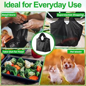   Bolsas de Plástico Negras para Llevar Comida, 14in x 11.5in + 5.5in, Base Cuadrada Resistente, Reutilizables para Empacar, Almacenar y Cocinar - Product Image 3