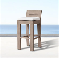 Chaise de bar d'hôtel, chaise de jardin en bois, mobilier d'extérieur en teck, tabouret de bar sans accoudoirs