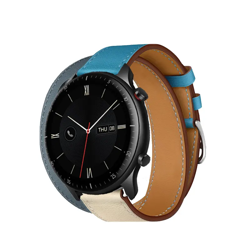 For Amazfit BIP GTS GTR 2 for Huawei GT 2 20/22mm Leather Band Quick Release Bracelet for Samsung Galaxy Watch 3