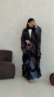 Abaya musulmane pour femmes Hafizah avec blocs de couleur personnalisés et hijab assorti, kaftan modeste de Dubaï, robe maxi islamique, tenue pour le Ramadan et l'Aïd