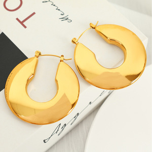 Pendientes de Aro en Forma de U, Diseño Geométrico, Tono Dorado y Plateado, Uso Diario, Joyería de Moda Unisex - Product Image 3