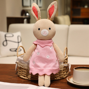 Jouets en peluche tricotés de 30 cm, lapin, <span class=keywords><strong>chien</strong></span>, ours, animaux en crochet doux avec robe pour enfants, <span class=keywords><strong>cadeau</strong></span> pour dormir - Product Image 5