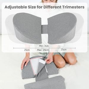 Oreiller de maternité en forme de U, 140x71x18cm, soutien rafraîchissant pour femmes enceintes, oreiller d'allaitement pour dormir sur le côté, motif géométrique gris - Product Image 2