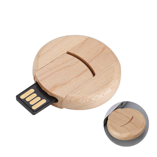 High Quality Round Wooden USB Flash Drive 100% Real Capacity USB 2.0/3.0 Memory Stick Business Gift Custom Logo Pendrive
