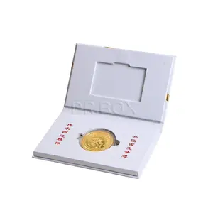 ที่กำหนดเองหรูหรากระดาษแข็งกระดาษของที่ระลึกเงินเหรียญบรรจุกล่องของขวัญกับผู้ถือบัตร
