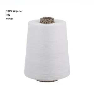 100% Polyester Yarn 30S/1 40S/1 Vortex Spun Raw White For Knitting And Weaving