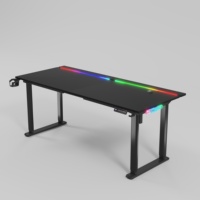 Escritorio Gamer Ergonómico Convertible de Metal para Computadora Portátil de 1.6/1.8M con Iluminación LED RGB y Estantes para Monitor