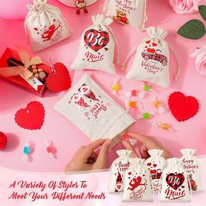 Valentine's Day 10*15cm Cotton <b>Gift</b> Bags Heart-Shaped Cloth Linen Pouch Printed <b>Small</b> Muslin Bags Parties <b>Weddings</b> Baby Showers - Product Image 5