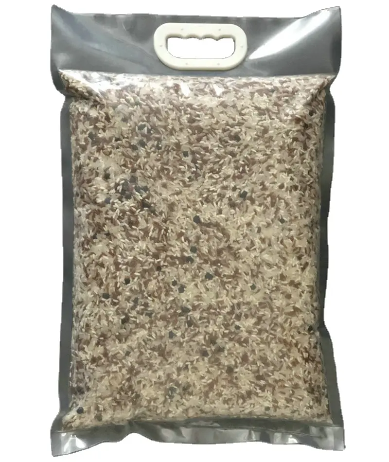 Bolsa de vacío transparente de nailon grueso, bolsa de arroz de fondo plano con mango de plástico, portátil, de grado alimenticio, 1kg, 2,5 kg, 5Kg, 10 Kg