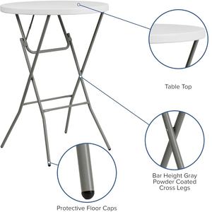 Venta caliente Mesa de Bar de plástico Mesa de cóctel Mesa de altura de barra plegable redonda para fiestas y eventos comerciales, interior/exterior - Product Image 4