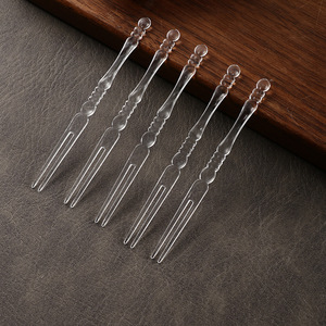 Fourchettes en bambou jetables, transparentes, en plastique, pour fruits, pour fêtes, emballage vert - Product Image 4