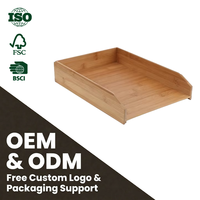 Organisateur de bureau moderne en bambou empilable, boîte de rangement pour dossiers, conteneur pour tiroir de bureau, fabrication directe BSCI