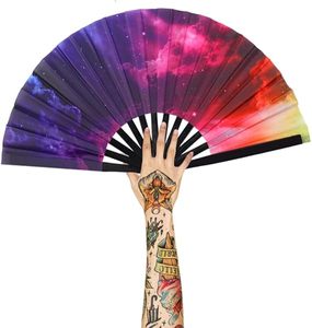 Nouvel éventail pliant personnalisé à motif arc-en-ciel, éventail à claquer avec logo, grand éventail de rave pour festival - Product Image 2