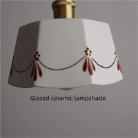Suspension à LED en céramique imprimée émaillée en cuivre rétro de style japonais 3000K lumière chaude hauteur réglable pour l'éclairage de la chambre à coucher