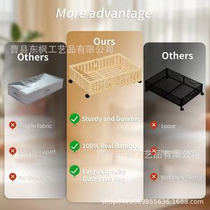 Wooden Under Bed <b>Storage</b> Box With Wheels Rectangular Rolling <b>Storage</b> Frame For Bedroom <b>Clothes</b> Organizing And Household Use - Product Image 4