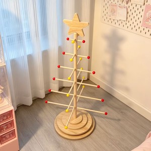 Wooden Christmas <b>Tree</b> Display Rack For Plush Dolls Floor Standing Customizable Storage <b>Stand</b> <b>Tree</b> Shape Bamboo Material - Product Image 3