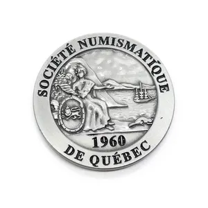 Zhongshan Factory Christian Coin Metal 2D Zinc Alloy Metal Coin DE QUEBEC 1960 Souvenir Coin