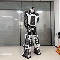 Costume de robot sur échasses lumineux à LED respirant avec micro audio intégré, idéal pour les spectacles interactifs de mariage et de fête