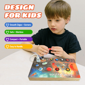 Interruttore elettronico a Led <span class=keywords><strong>attività</strong></span> di viaggio fisico occupato bordo bambini educazione precoce in legno bambino Montessori giocattoli per ragazzi e ragazza - Product Image 4