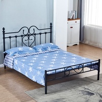 Cadre de lit en métal robuste avec lattes, noir mat, pour la maison, sans sommier, montage facile, durable pour hôtel, appartement, chambre à coucher