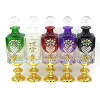 WANJING WJU120 Bouteille en verre de 750 ml avec bouchon en liège, support de présentation, pour huile d'Attar Oud, avec robinet