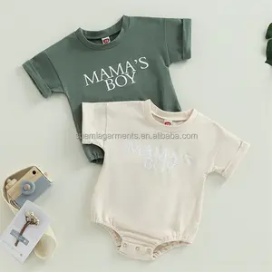 新生儿短袖妈妈男孩夏季运动衫婴儿男孩可爱连衫裤