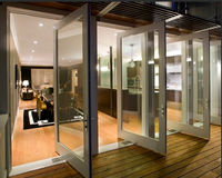 Porte pliante en PVC de haute qualité, à économie d'énergie, design moderne, double vitrage trempé, porte coulissante avec cadre en aluminium
